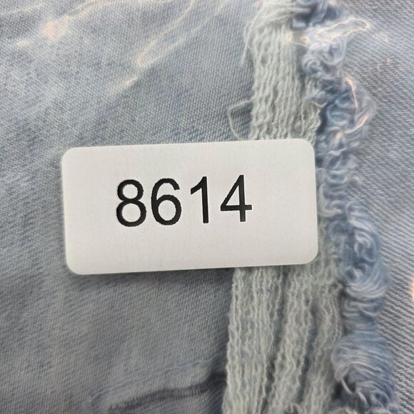 Womens Rue+ Blue Denim Shorts Distressed Heart Appliques Frayed Hem Hi Rise 16 - Picture 10 of 10